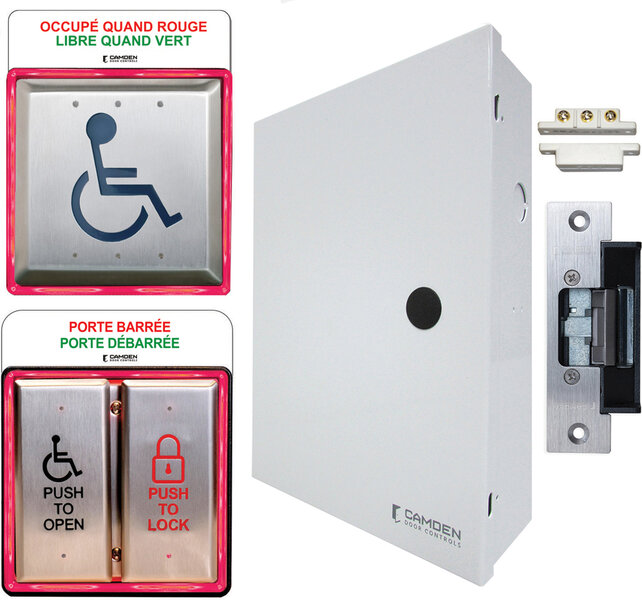 Camden Illuminated RestroomKit, Surface,PowerSupplyCab, Strike Fre
