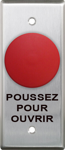 Camden NARROW STAINLESS EXIT SWITCH, RED N/C, PUSH TO OPEN