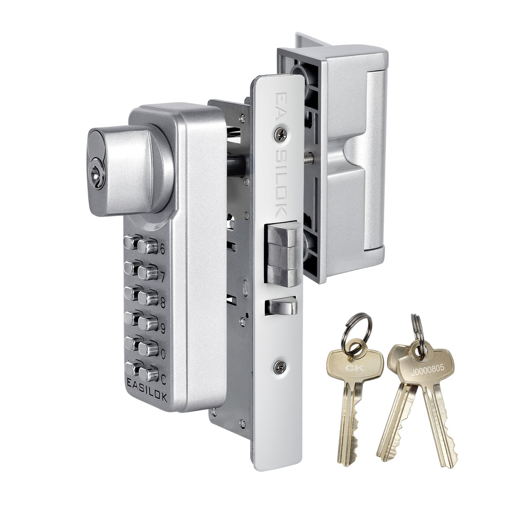Easilok SK75 Key Override Mecahnical Keypad Lock 31/32 Backset Deadlatch Silver Finish  