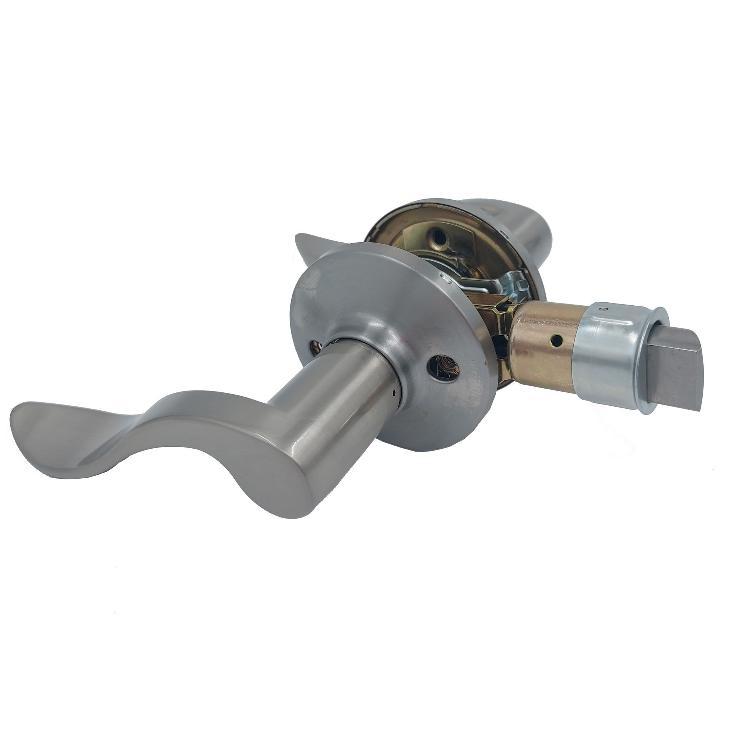 Entry Athena Lever, Weiser Keyway Right Hand in Satin Nickel