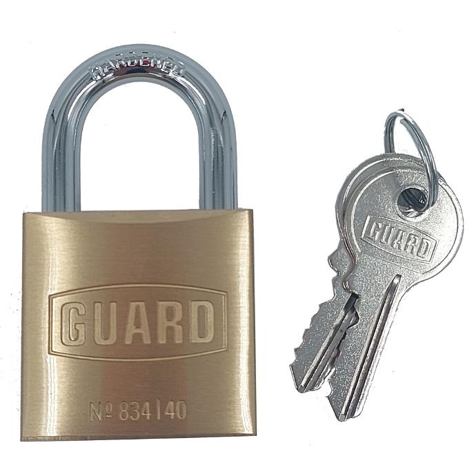 Guard 834 KA100 Brass Padlock 1½"(37.7mm) Body ¾"(19.5mm)Shackle
