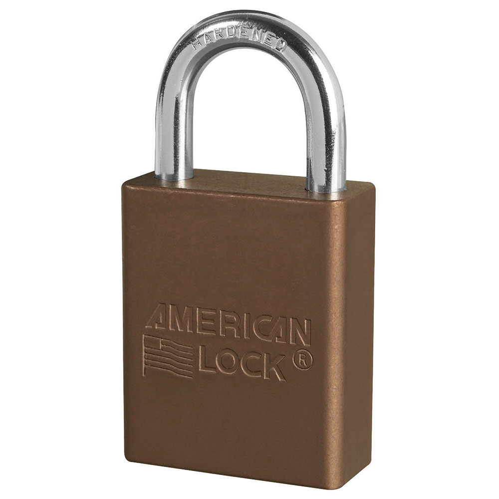 American Lock Brown Anodized Aluminum Safety Padlock, 1-1/2" (38mm) Wide with 1" (25mm) Tall Shackle, Keyed Alike Keyed to 24645