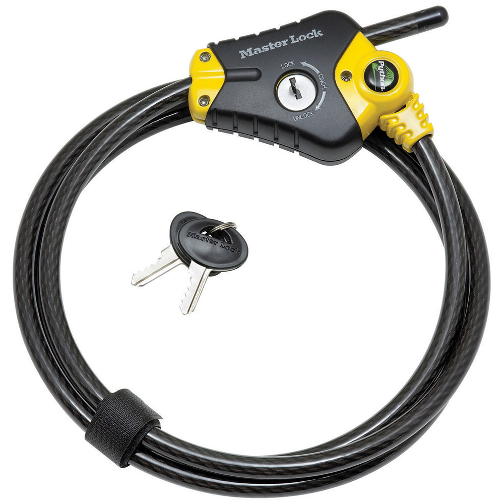 Master Lock 8413DPF 6ft (1.8m) Long x 3/8" (10mm) Diameter Python™ Adjustable Locking Cable; Yellow and Black