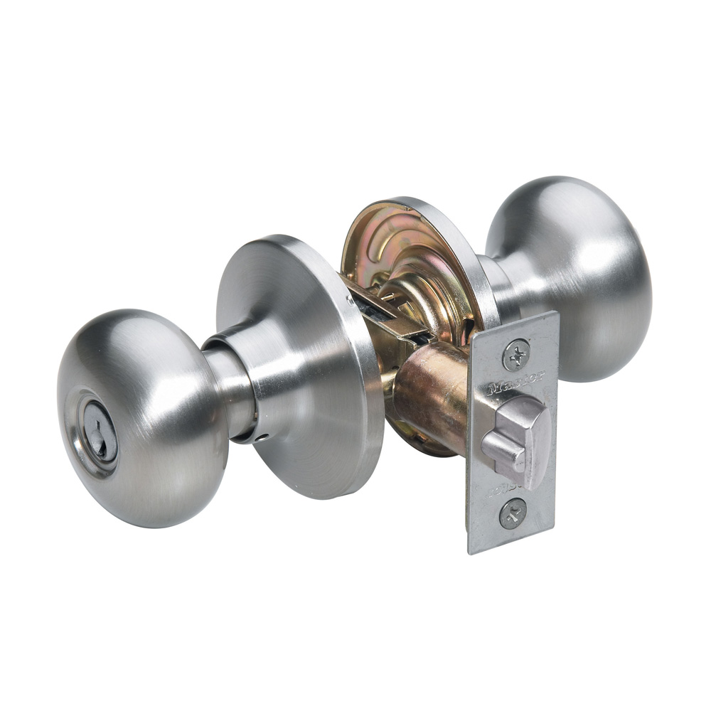 Master Lock BC0115KA4S Residential Entrance Biscuit Knob Satin Nickel Schlage