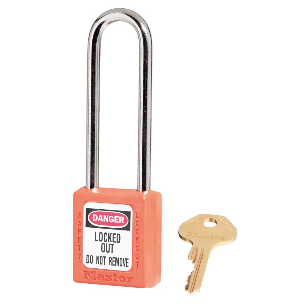 Master Lock 410LTORJ Orange Zenex™ Thermoplastic Safety Padlock, 1-1/2" (38mm) Wide with 3" (76mm) Shackle