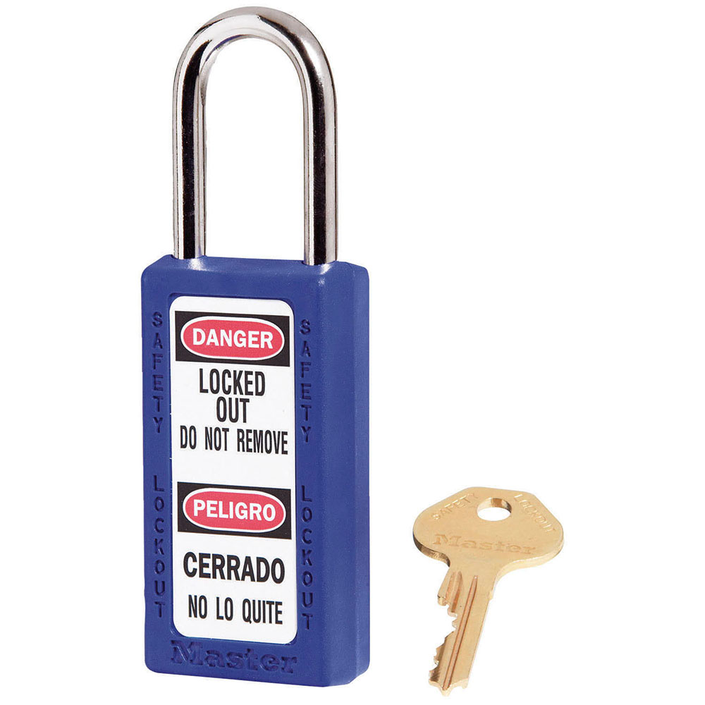 Master Lock 411BLUKD Blue Zenex™ Zenex™ Thermoplastic Safety Padlock, 1-1/2" (38mm) Wide with 1-1/2" (38mm) Shackle, Keyed Different 