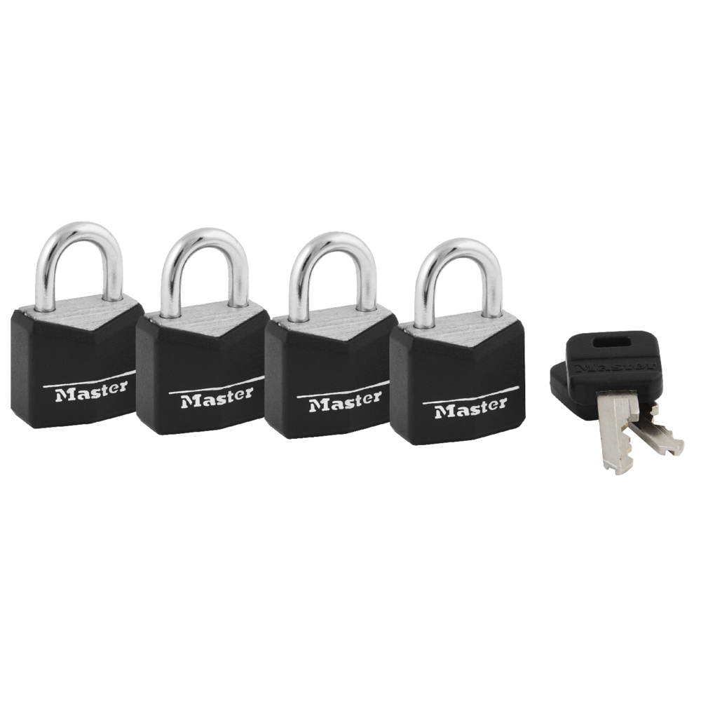 Master Lock 121Q 3/4" (19mm) Wide Covered Solid Body Padlock; 4-Pack