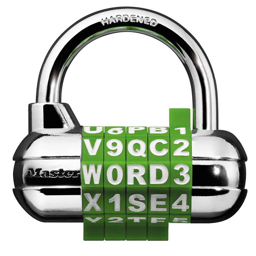 Master Lock 1534D 2-1/2" (64mm) Wide Set Your Own WORD Combination Padlock with Interchangeable, Removable Dials; Assorted Colors