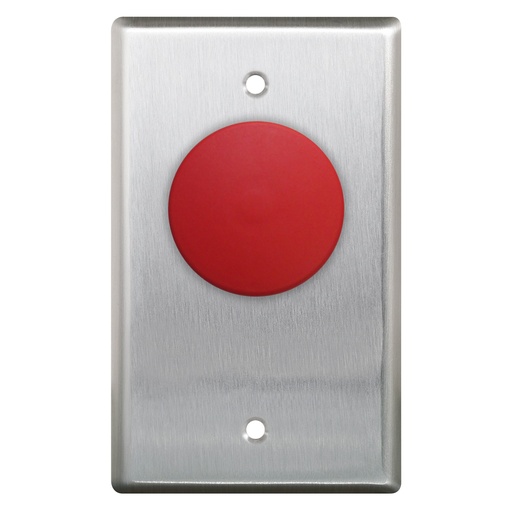 [CM-410RE] Camden 1 5/8"Mushroom P/B S/G S/S FP N/C Red Button, "EXIT" Lasered