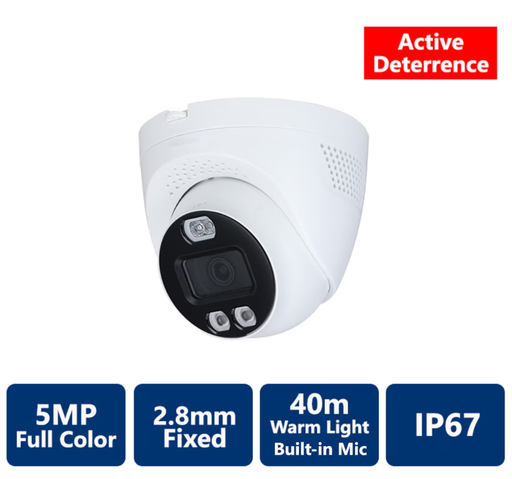 [CAM-IC9115TQ-28-PV-LED] 5MP Active Deterrence Full Color 4-In-1 HD Analog Turret, 2.8mm Fixed(CAM-IC9115TQ-28-PV-LED)