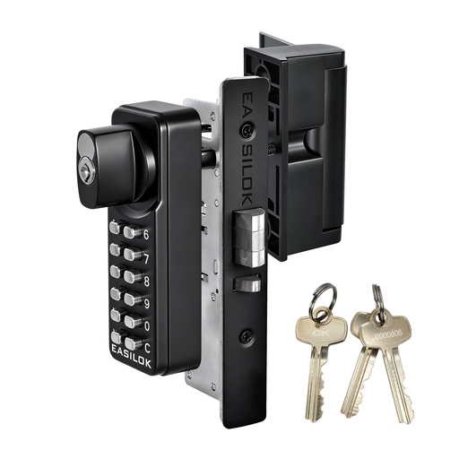 [SK75-118-DL-BLK] Easilok SK75 Key Override Mecahnical Keypad Lock 1-1/8 Backset Deadlatch Black Finish