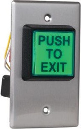 [CM-30AT] Camden 2" LED Illuminated Green 'PUSH TO EXIT' button with adjustable 30 second timer, in-wall mounting box included