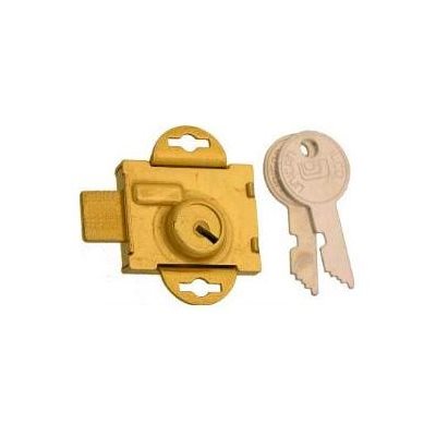 [1625C-04-11] Capital Letter Box Lock With 1/2 Bolt - Std Brass Finish