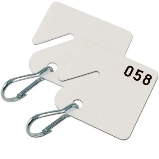 [259400] Lucky Line 301-400 Square Slot Cabinet Tag, w/hook, White