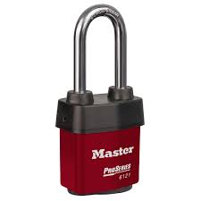 [6121KALJRED 10G158] Master Lock 6121KALJRED 2-1/8" (54mm) Wide ProSeries® Weather Tough® Laminated Steel Rekeyable Pin Tumbler Padlock with 2-1/2" (64mm) Shackle, Keyed Alike w/ 10G158 Keyway, Red