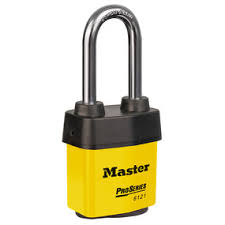 [6121KALJYLW 10G155] Master Lock 6121KALJYLW 2-1/8" (54mm) Wide ProSeries® Weather Tough® Laminated Steel Rekeyable Pin Tumbler Padlock with 2-1/2" (64mm) Shackle, Keyed Alike w/ 10G155 Keyway, Yellow