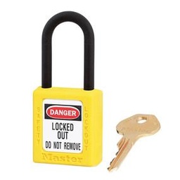 [406YLW] Master Lock 406YLW Yellow dielectric Zenex™ thermoplastic safety padlock, 38mm wide with 38mm tall nylon shackle