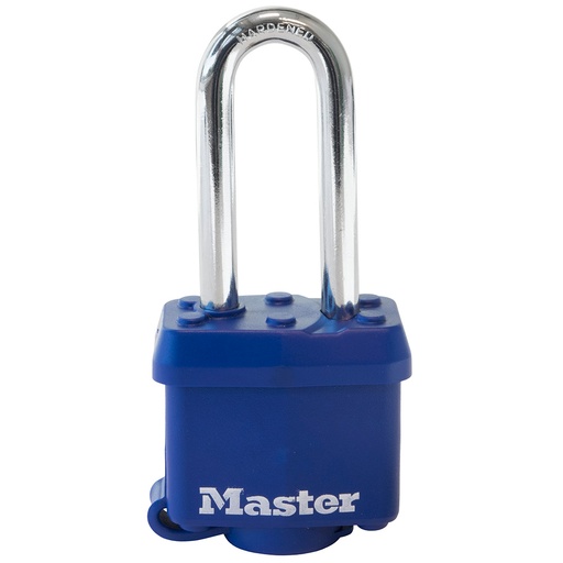 [312DLH] Master Lock 312DLH 1-9/16" (40mm) Wide Covered Laminated Steel Pin Tumbler Padlock with 2" (51mm) Shackle; Blue