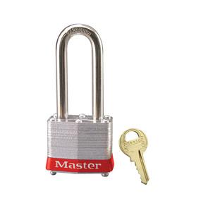 [3KALHRED 2246] Master Lock 3KALHRED Red Laminated Steel Safety Padlock, 1-9/16" (40mm) Wide with 2" (51mm) Tall Shackle, Keyed Alike w/ 2246 Keyway 
