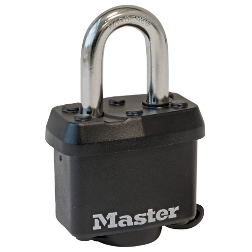 [311KA] Master Lock 311KA 1-9/16" (40mm) Wide Covered Laminated Steel Pin Tumbler Padlock, Black, Keyed Alike 