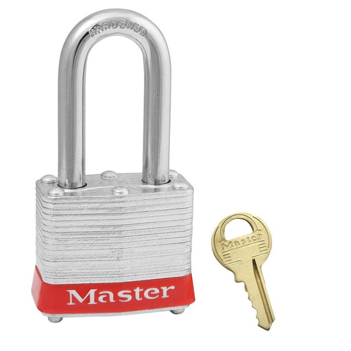 [3KALFRED 2246] Master Lock 3KALFRED Red Laminated Steel Safety Padlock, 1-9/16" (40mm) Wide with 1-1/2" (38mm) Tall Shackle, Keyed Alike w/ 2246 Keyway
