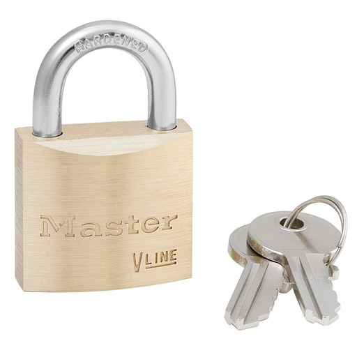 [4130KA 142] Master Lock 4130KA 1-1/8" (29mm) Wide V-Line Brass Padlock, Keyed Alike w/ 142 Keyway