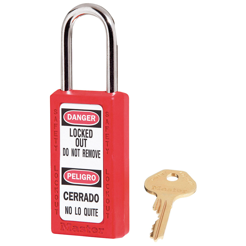 Master Lock 411KAS6RED Red Zenex™ Thermoplastic Safety Padlock, 1-1/2" (38mm) Wide with 1-1/2" (38mm) Tall Shackle, Keyed Alike, 6 Pack 