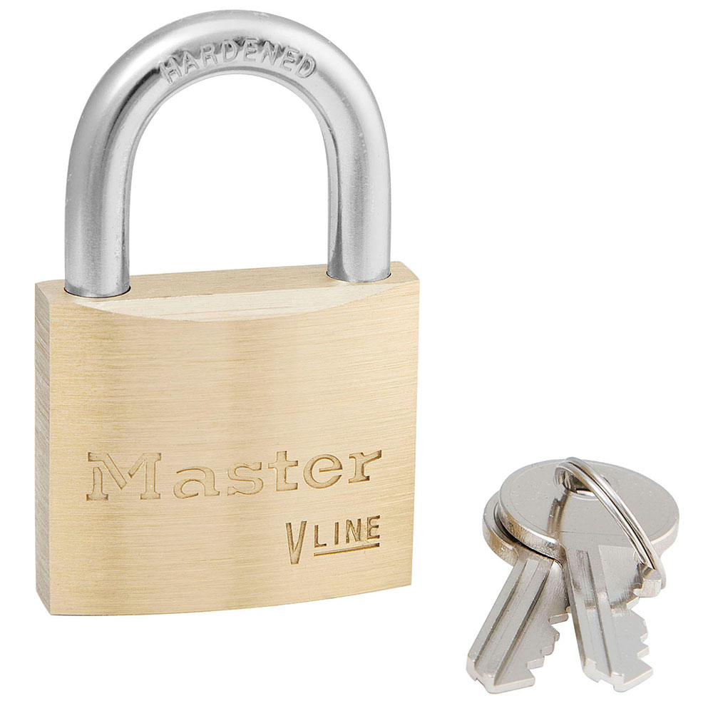 Master Lock 4140KD 1-1/2" (38mm) Wide V-Line Brass Padlock Keyed Different