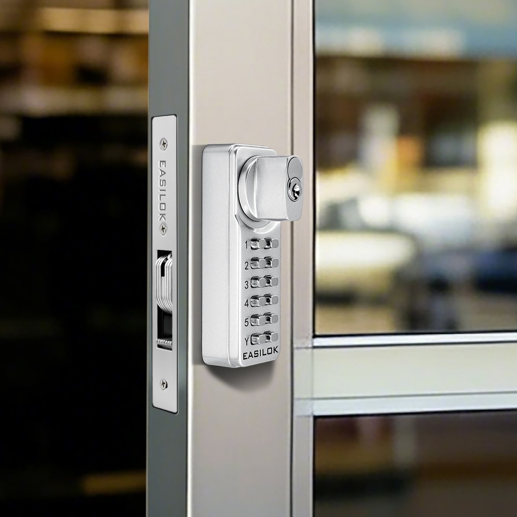 Easilok SK15 Key Override Mecahnical Keypad Lock 31/32 Backset Deadbolt Silver Finish 