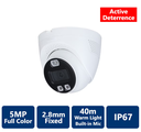 5MP Active Deterrence Full Color 4-In-1 HD Analog Turret, 2.8mm Fixed(CAM-IC9115TQ-28-PV-LED)