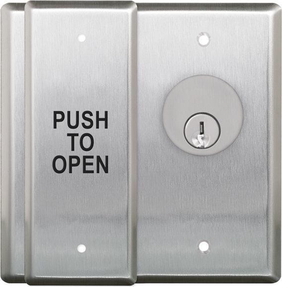 Key/Push Double Gang Combo Maintained Spst Imprinted With Push To Open