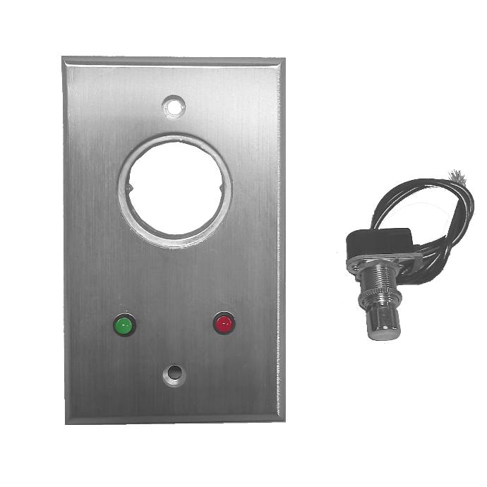 Camden Key Switch, SPST Momentary N/C Red and Green 24V LEDs mounted on faceplate
