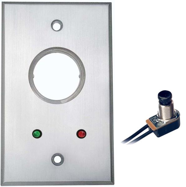 Camden Key Switch, SPST Momentary N/O Red and Green 12V LEDs mounted on faceplate