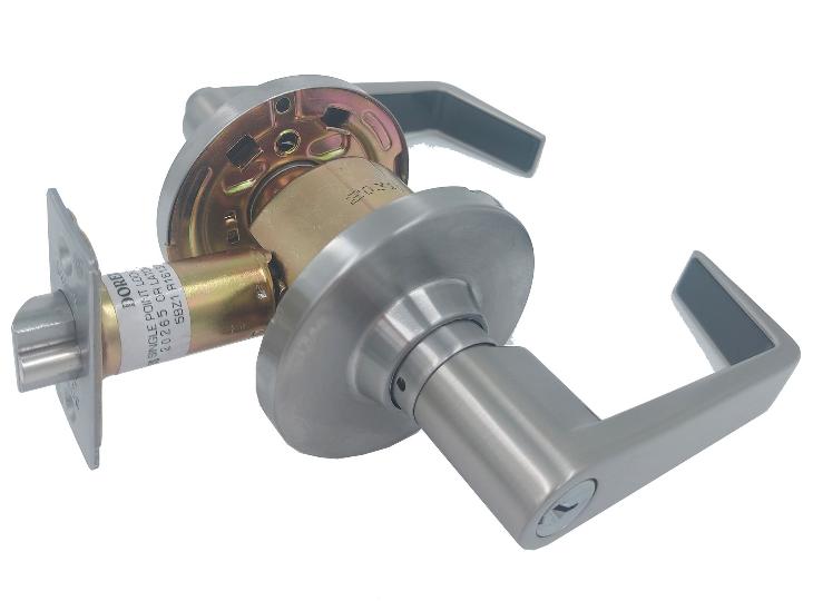 Dorex Entrance Lever Grade 2 Locking Slotted Push Button Satin Nickel