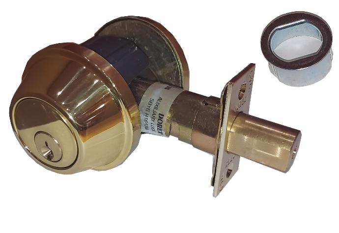 Dorex TLA51 Single Cylinder Brass Deadbolt 4 Way Bolt w/ Schlage Keyway