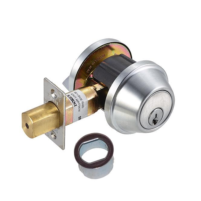 Dorex TLA51C32D-U Single Cylinder Satin Stainless Steel Deadbolt 4 Way Bolt w/ Schlage Keyway