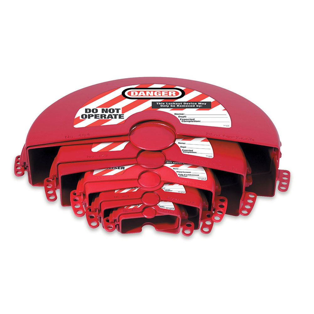 Master Lock 485 Rotating Gate Valve Lockout, Set of All Five Size Models, Nos. 480-484