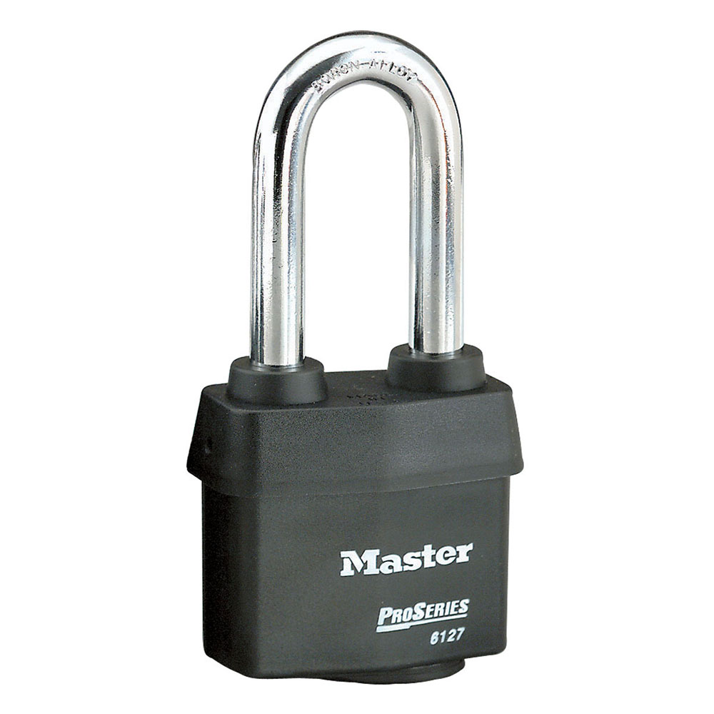 Master Lock 6127KALJ 2-5/8" (67mm) Wide ProSeries® Weather Tough® Laminated Steel Rekeyable Pin Tumbler Padlock with 2-1/2" (64mm) Shackle, Keyed Alike w/ W1 to 3252 Keyway