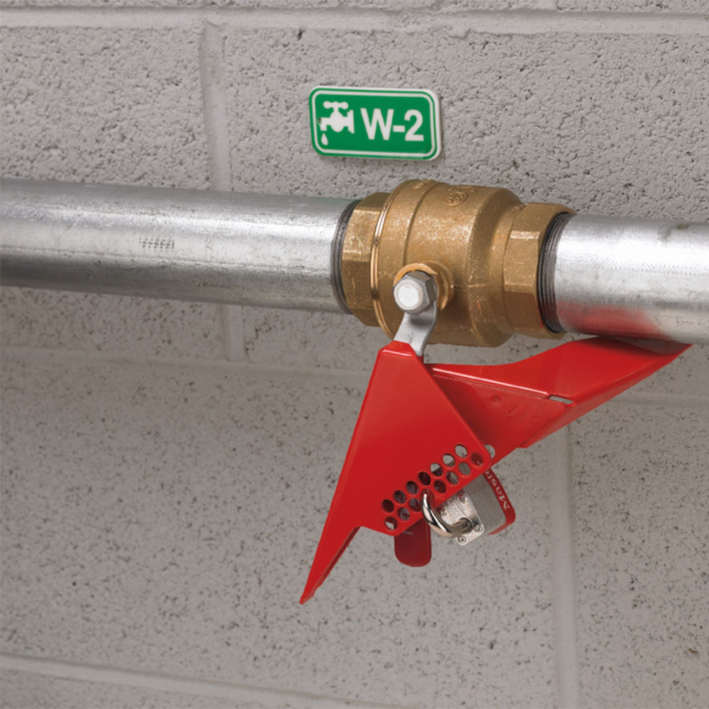 Master Lock S3477 Wedge-Style Ball Valve Lockout, 1-1/4" (31mm) to 3" (76mm) Diameter Valves