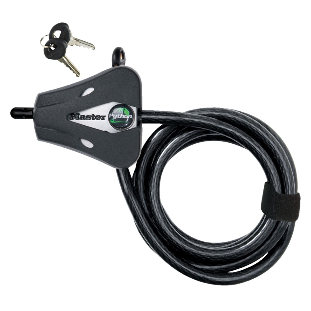 Master Lock 8418D 6ft (1.8m) Long x 5/16" (8mm) Diameter Python™ Adjustable Locking Cable; Silver and Black