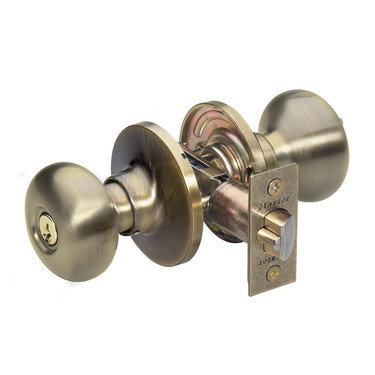 Master BC0105KA4W Lock Residential Entrance Biscuit Knob Antique Brass Weiser Keyway 