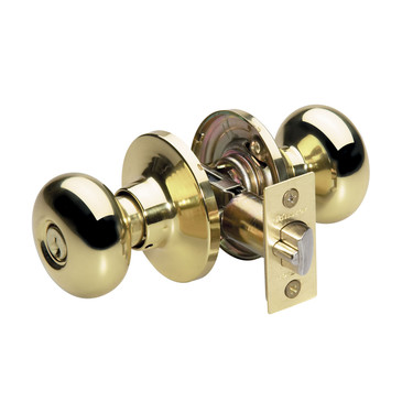Master Lock BC0103KA4W Residential Entrance Biscuit Knob Polished Brass Weiser Keyway