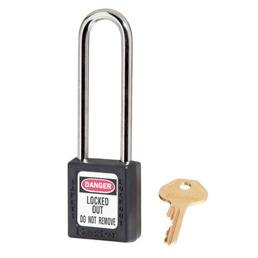 Master Lock 410LTBLK Black Zenex™ Thermoplastic Safety Padlock, 1-1/2" (38mm)with 3" (76mm) Shackle