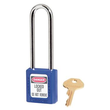 Master Lock 410LTBLU Blue Zenex™ Thermoplastic Safety Padlock, 1-1/2" (38mm)with 3" (76mm) Shackle