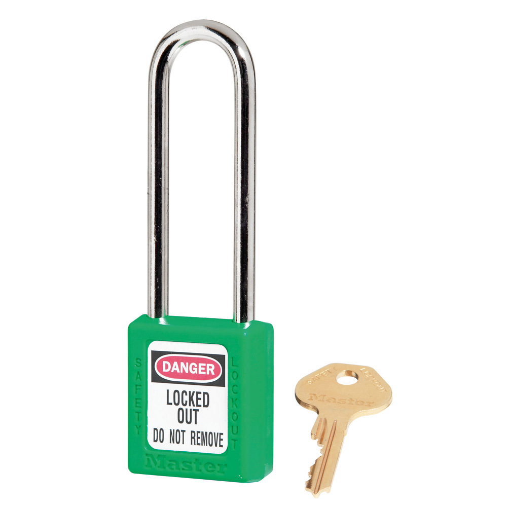 Master Lock 410LTGRN Green Zenex™ Thermoplastic Safety Padlock, 1-1/2" (38mm)with 3" (76mm) Shackle