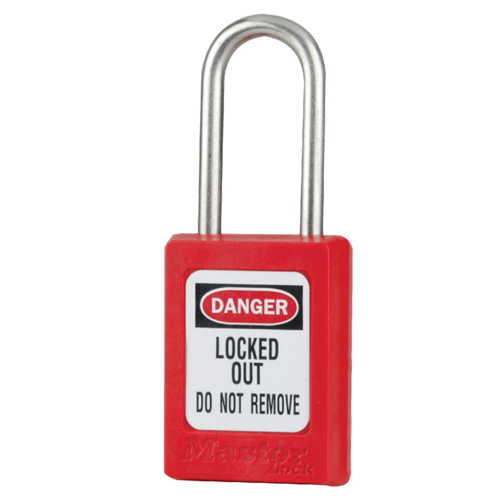 Master Lock S31RED Red Zenex™ Thermoplastic Safety Padlock, 1-3/8" (35mm) Wide with 1-1/2" (38mm) Tall Stainless Steel Shackle, Key Retaining 