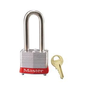 Master Lock 3KA RED Red laminated steel safety padlock, 40mm wide with 51mm tall shackle keyed to 2246