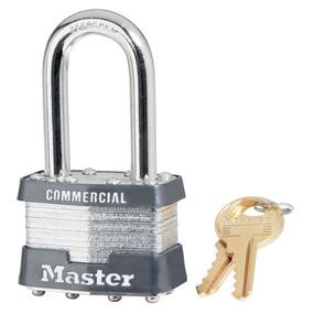 Master Lock 1KALF 49mm wide laminated steel pin tumbler padlock with 38mm shackle keyed to 3252