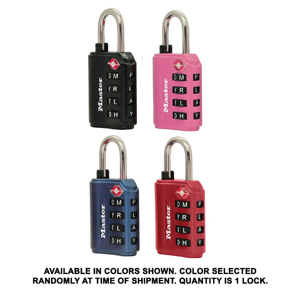 Master Lock 4691DWD 1-3/8" (35mm) Wide Set Your Own WORD Combination TSA-Approved Luggage Lock; Assorted Colors