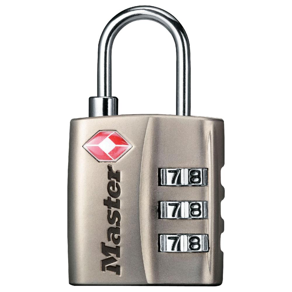 Master Lock TSA-Accepted Combination Padlocks 3 Dial, Set-Your-Own Combination Nickel